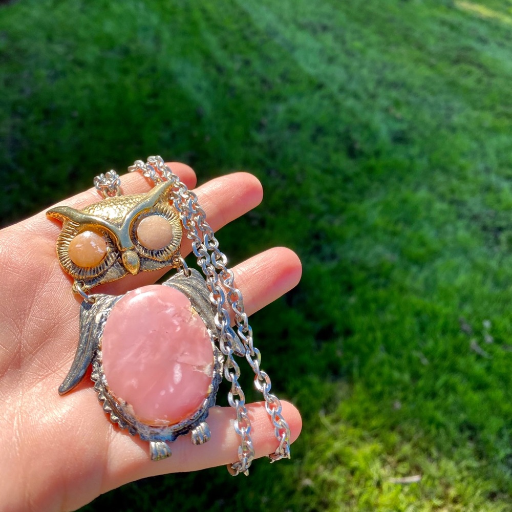 Natural stone owl necklace